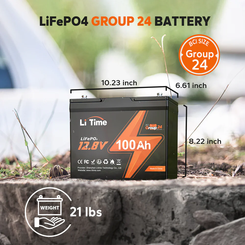 LiTime 12V 100Ah Group 24 Deep Cycle Lithium Battery - Image 3