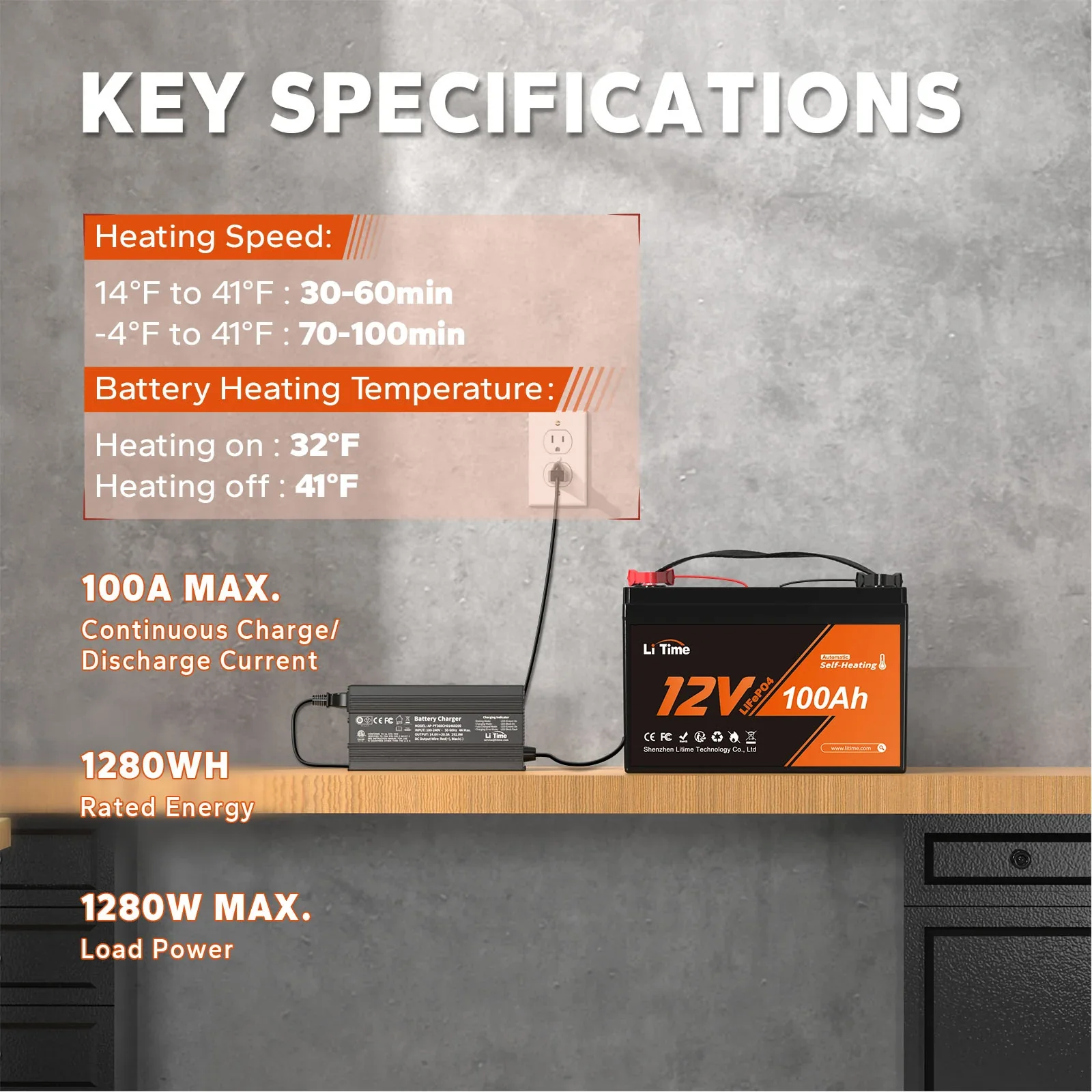 LiTime 12V 100Ah Self Heating Lithium Battery, Low Temperature Protection - Image 4