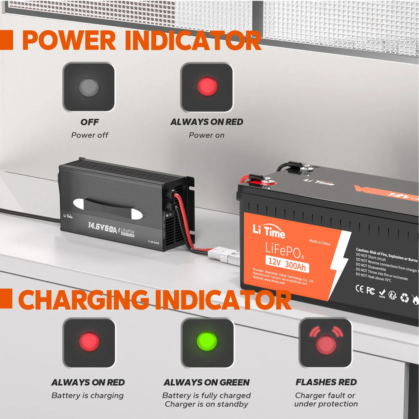 LiTime 12V 60A Lithium Deep Cycle Smart Battery Charger - Image 3