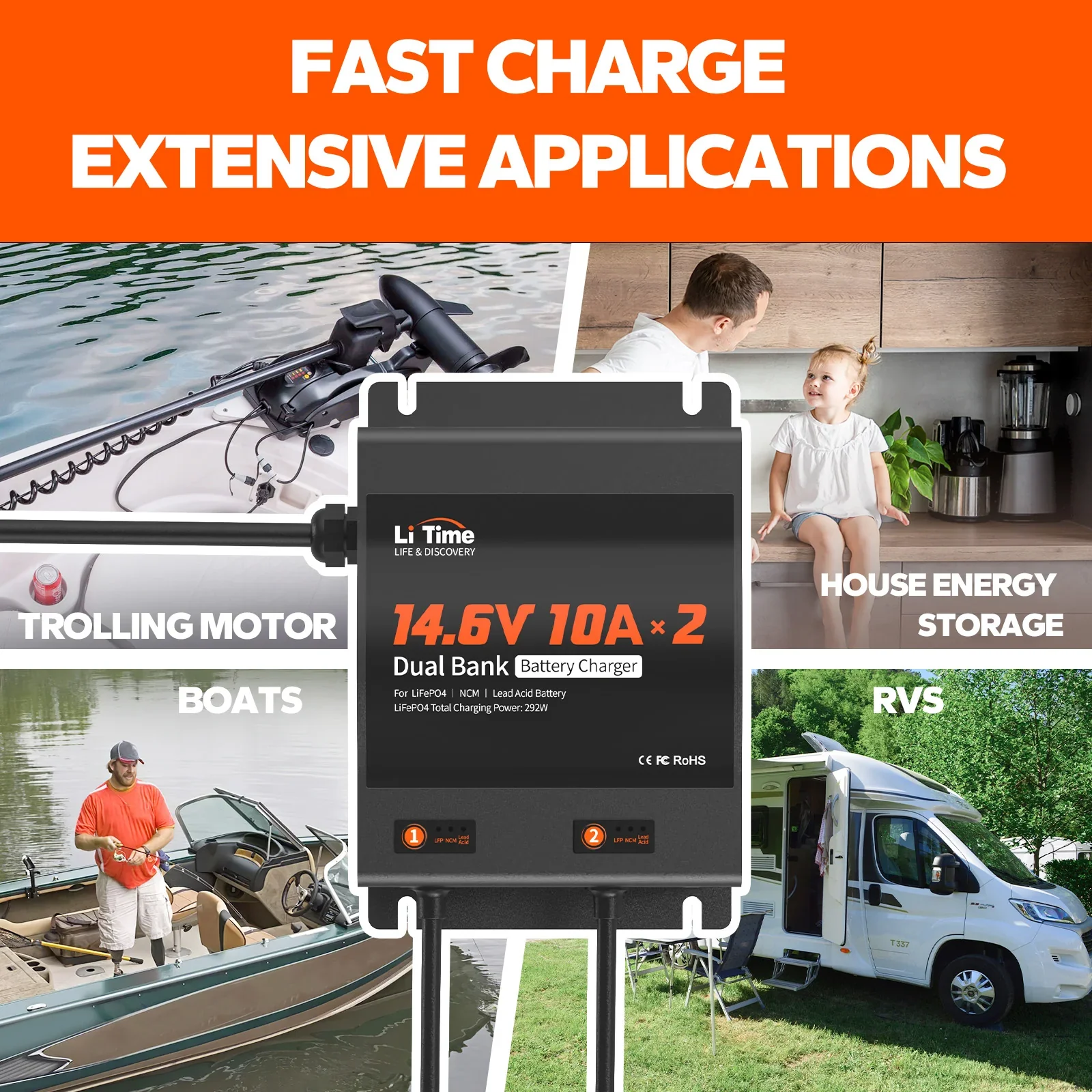 LiTime 2 Bank 12V 10A Battery Charger - Image 12