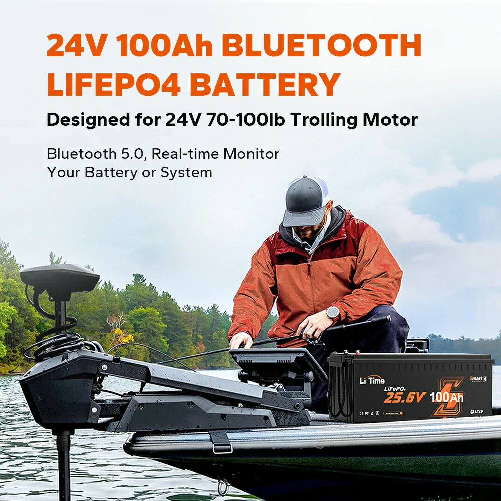 LiTime 24V 100Ah LiFePO4 Bluetooth Lithium RV, Marine Battery with Low-Temp Protection - Image 9