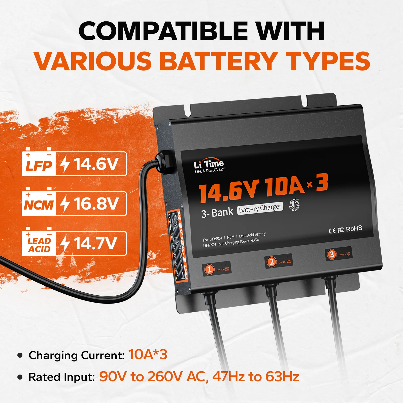 LiTime 3 Bank 12V 10A Battery Charger - Image 6