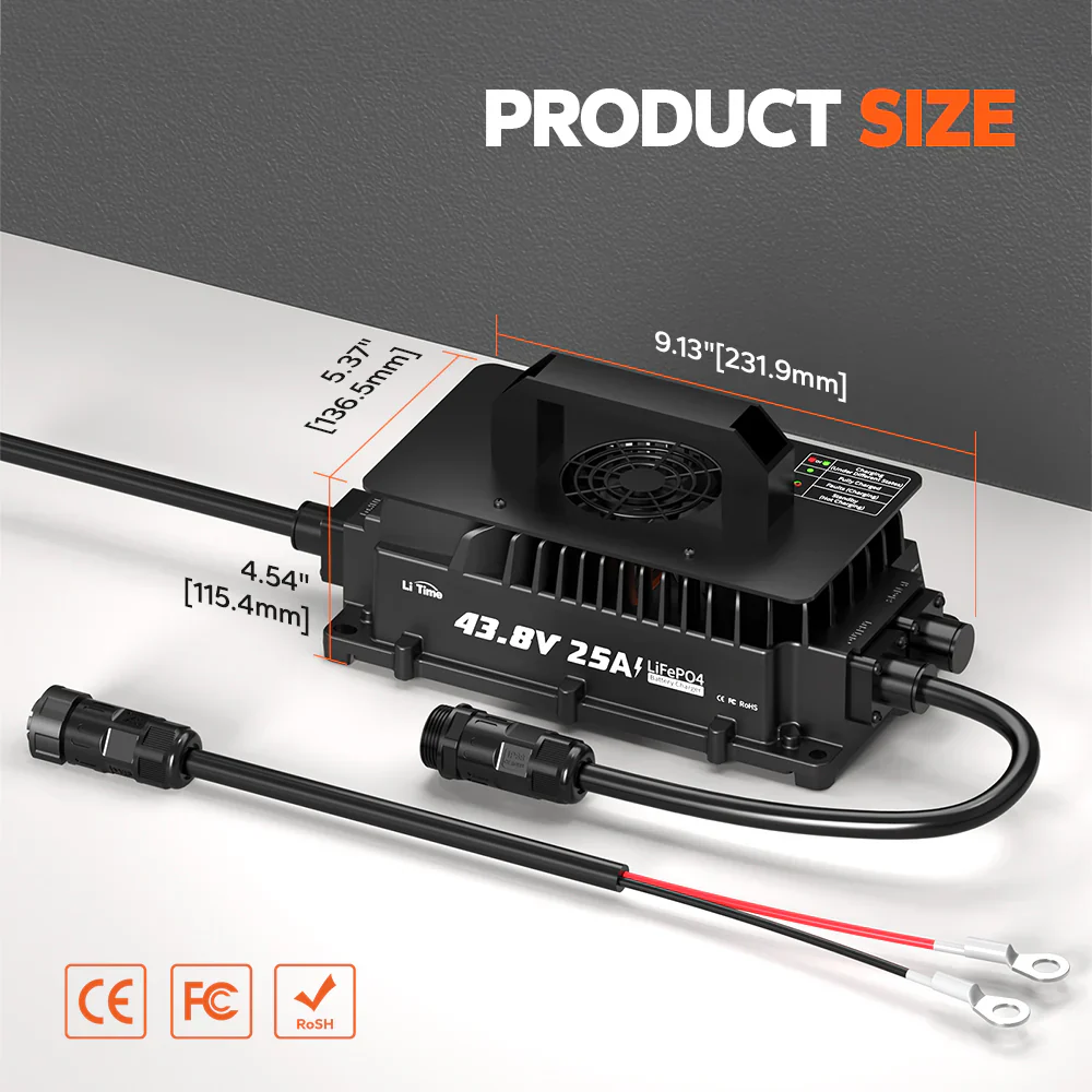 LiTime 36V (43.8V) 25A Lithium Golf Cart Waterproof Battery Charger - Image 7