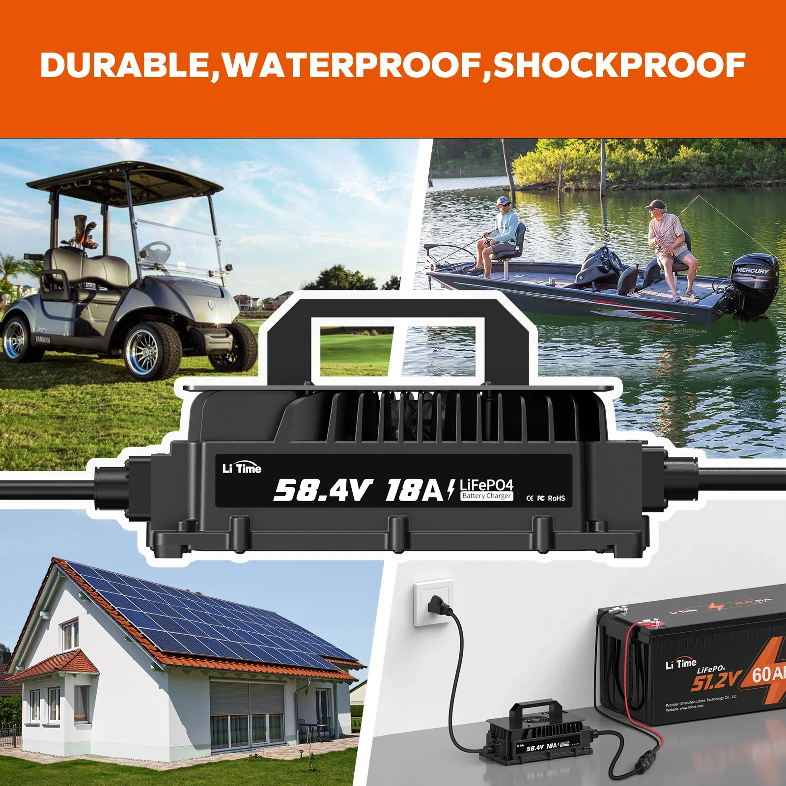 LiTime 48V 18A Lithium Battery Charger IP65 Waterproof - Image 11